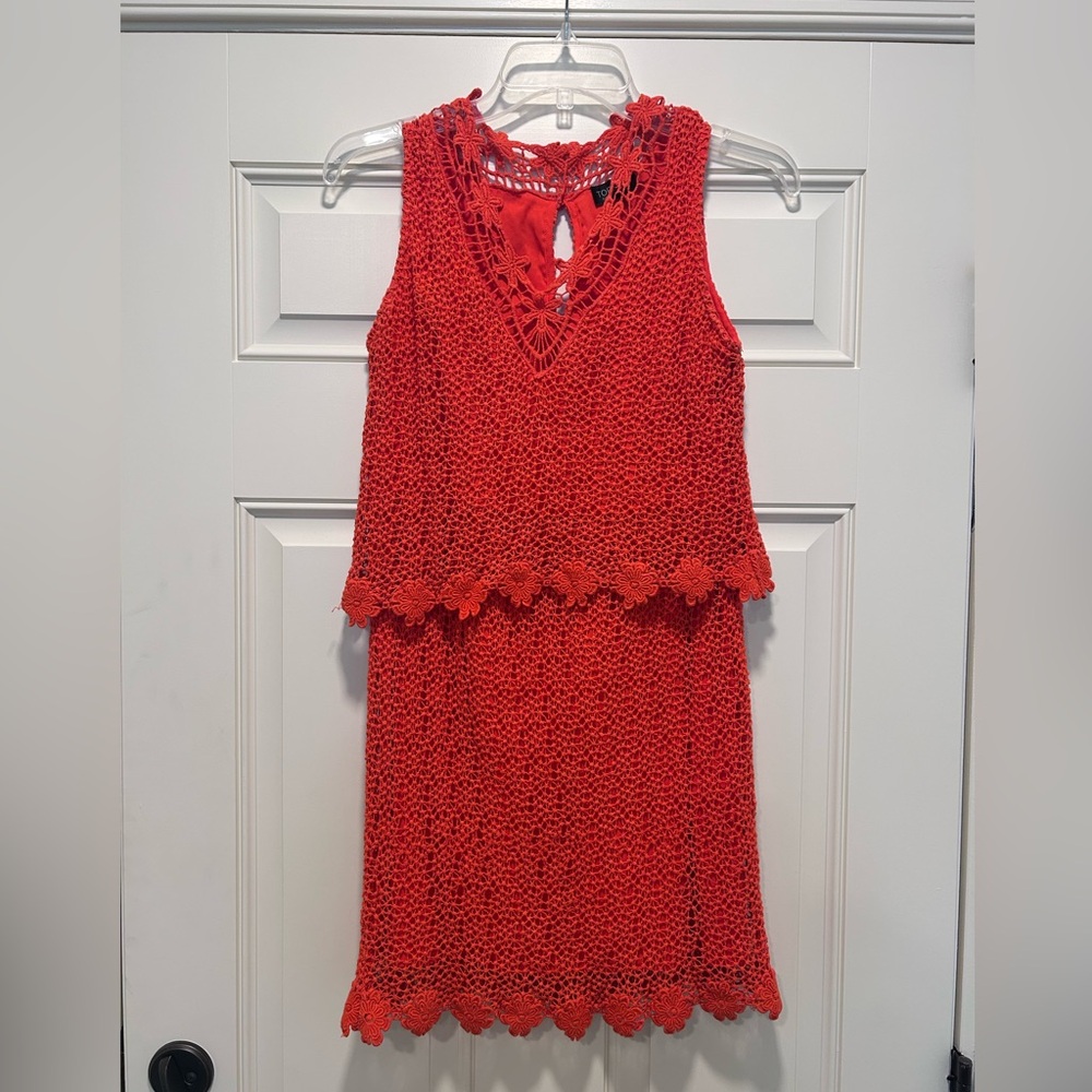 Topshop Orange Crochet Dress